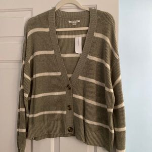 American Eagle Outfitters Olive Striped Sweater